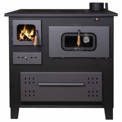 Masina de gatit pe Lemne Metalik, model ELEGANT cu sticla, usi colorate, plita din fonta, Putere 8 kW - Compară produse