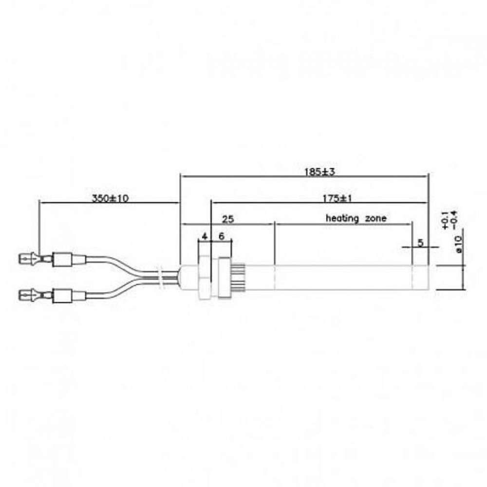 Rezistenta aprindere pentru sobe pe peleți BURNiT, Piazzetta, Karmek, MCZ, Ungaro, Superior, Cadel, lungime totală 185 mm, 350W | Rezistenta aprindere peleti | Piese schimb sobe peleti |