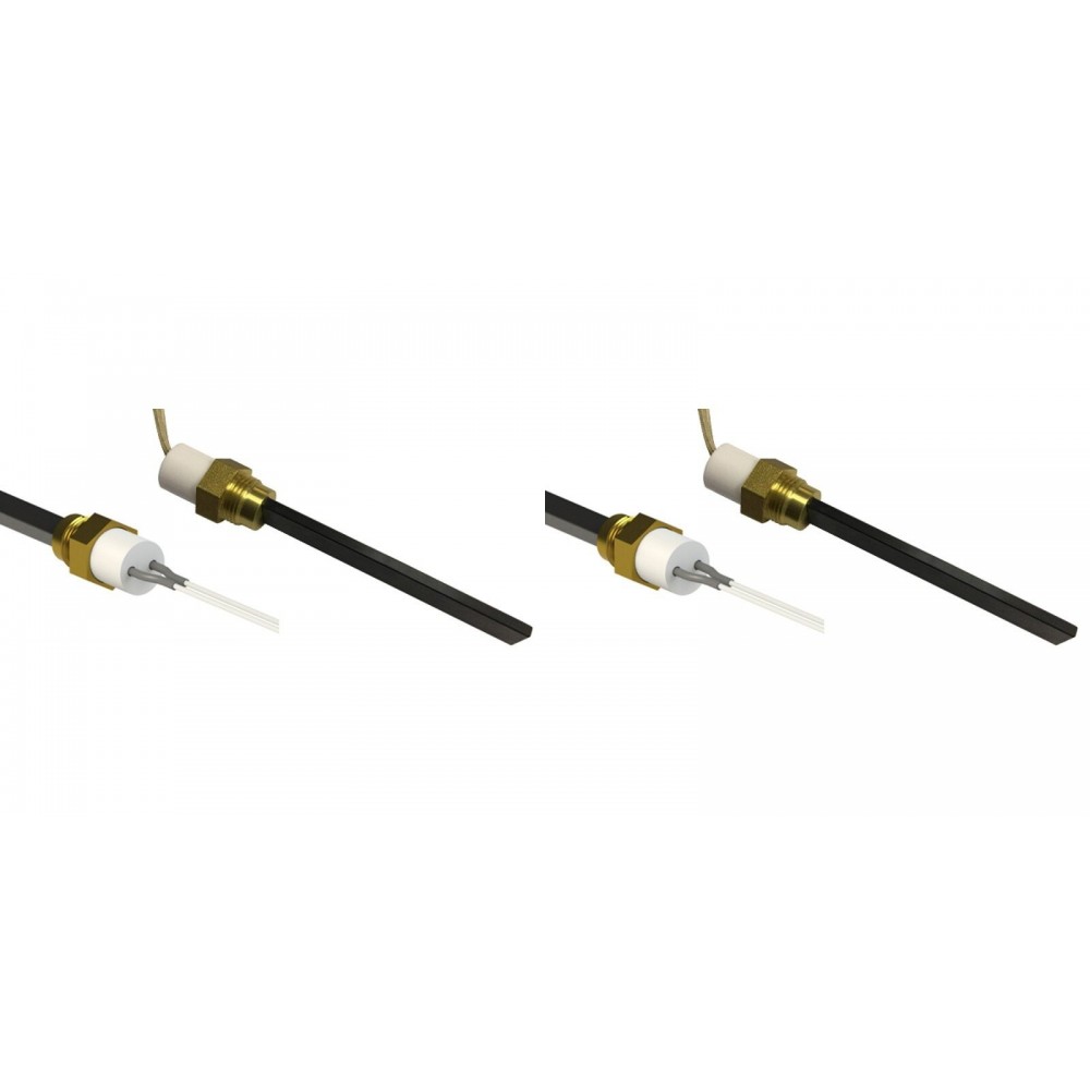 Rezistenta aprindere cu cristal de cuarț negru pentru sobe pe peleți Eco Spar, BURNiT, Whitfield, Lennox, lungime totală 126mm, 400W - x2 | Rezistenta aprindere peleti | Piese schimb sobe peleti |