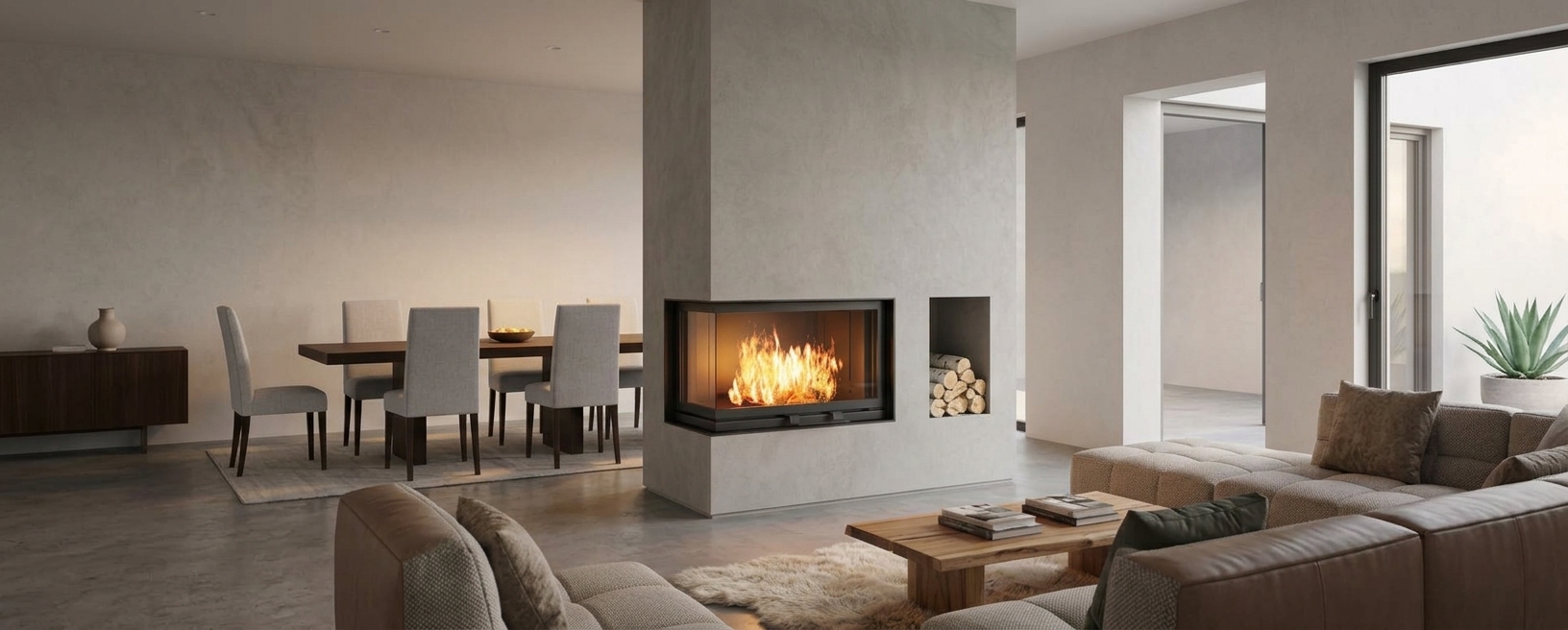 Șeminee Velmora Fire într-un interior modern