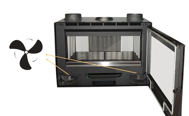 Ventilator integrat în șemineu pe lemne